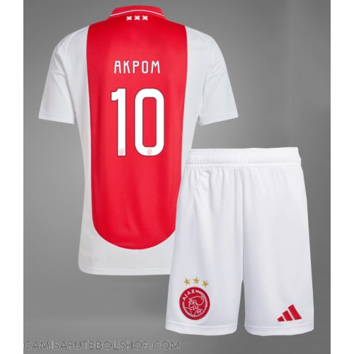 Camisa de time de futebol Ajax Chuba Akpom #10 Replicas 1º Equipamento Infantil 2024-25 Manga Curta (+ Calças curtas)